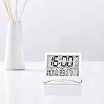 Betus Digital Travel Alarm Clock - Foldable Calendar Temperature Timer LCD Clock with Snooze Mode - Large Number Display, Battery Operated - Compact Desk Clock(Silver, No Backlight) - Image 2