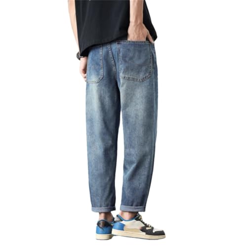 Men's Summer Lightweight Stretch Jeans Ice Silk Cotton Tapered Pants Cool and Comfortable Pants