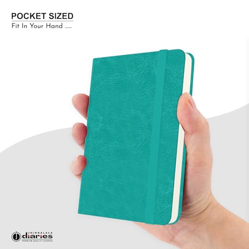 Image of Jhingalala Diaries - Hardbound Leather Cover Pocket Size Corporate Executive Diary Notebook I Pocket Diary For Men and Women I A6 Size I 80gsm Paper I 192 Ruled Pages (Teal)