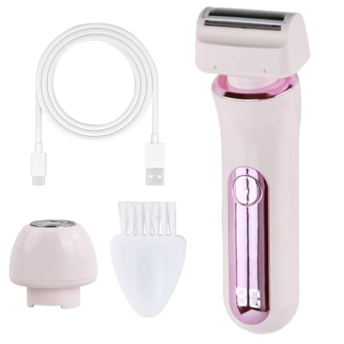 2 en 1 Recortadora Corporal Mujer, Dual Head Shaver, Húmedo y Seco, Sin Dolor, Depiladora Rasuradora Mujer Zona Intima, Maquina de Afeitar Afeitadora Electrica para Facial Bikini Axilas Piernas Brazos