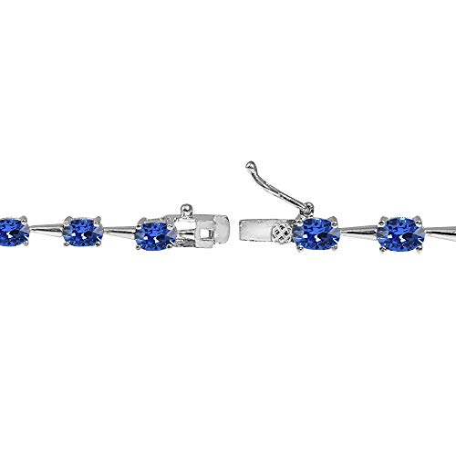 Image of Sterling Silver 6x4mm Oval-Cut Classic Link Tennis Bracelet Made with European Crystals