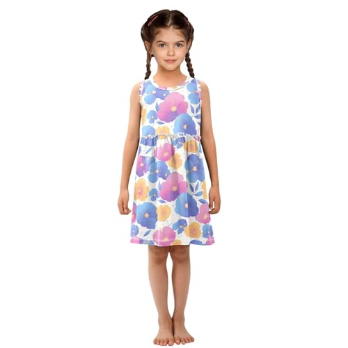 KLL The Garden Tricolor Pansy Flower Toddler Girls Party Dress Casual Sundress Summer Clothes O Neck4