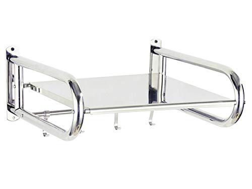 Estante de almacenamiento de cocina, estante para horno microondas con 4 ganchos, nizer montado en la pared para cocina, rejilla de metal que ahorra espacio para artículos esenciales de cocina y