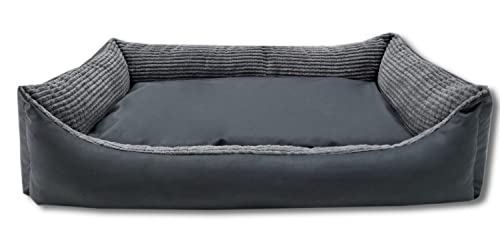 Odolplusz XXL Hundebett für große Hunde – Hundekissen – Hundebett Ergonomisches Hundesofa für maximalen Komfort (Graphit aus Cord, L 100 x B 70 x H 19 cm)