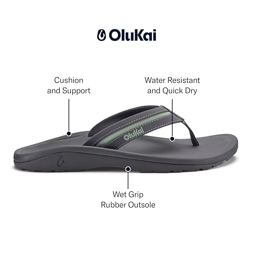 OluKai Ohana Palua Men's Water Friendly Sandals, Everyday Flip Flops, Arch Support & Comfort Fit, Lightweight & Durable, Enhanced Grip & Traction, Tradewind Grey/Seagreen, 10 - image 3