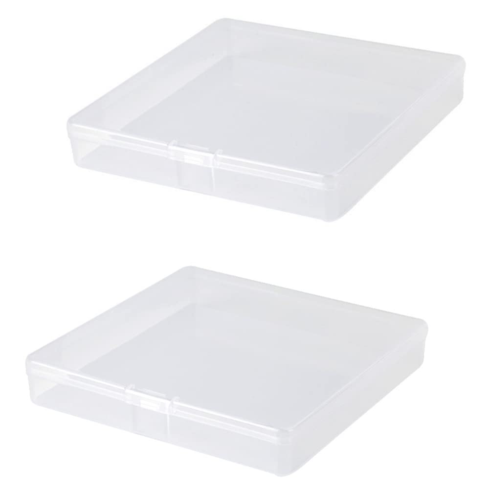 2Pcs Plastic Packing Box 4 2x4 2x0 7inches Accessory Box Transparent Square Storage Box