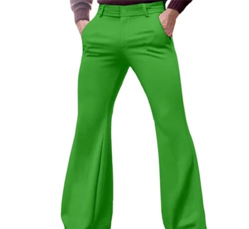 Men Solid Color Stretch Flare Pants Formal Wedding Party Business Casual Trousers with Button Waist3