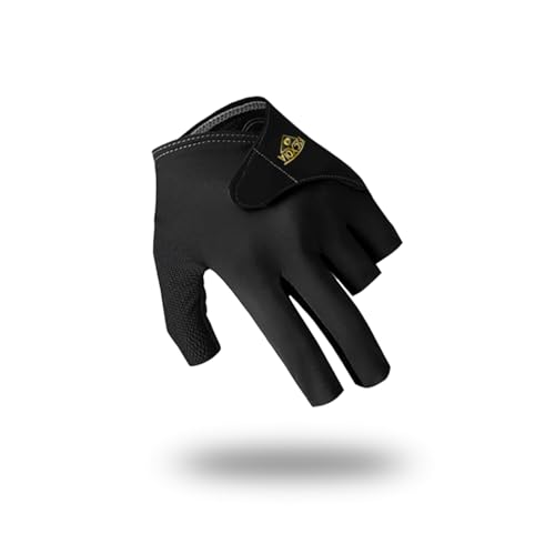 FSCXOIA Breathable Billiard Gloves, Quick Drying Breathable Left Hand 5 Fingers, Durable Double Stitching, Adjustable Wrap-Around Fit Snooker Billiard Gloves, Adjustable Unisex Size (Black, Medium)