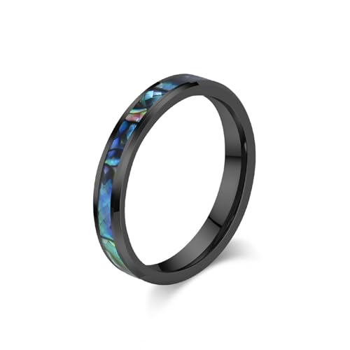 Bague acier inoxydable femmes hommes noir anneau mariage ormeau 4mm 60