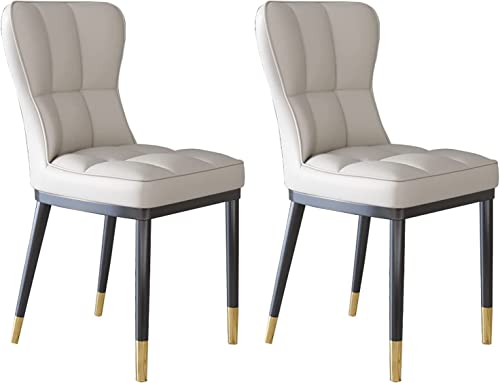 Juego de 2 sillas de comedor acolchadas de poliuretano nórdico, elegante marco de hierro dorado y negro, silla de maquillaje para oficina/restaurante, asiento cómodo y multifuncional para uso