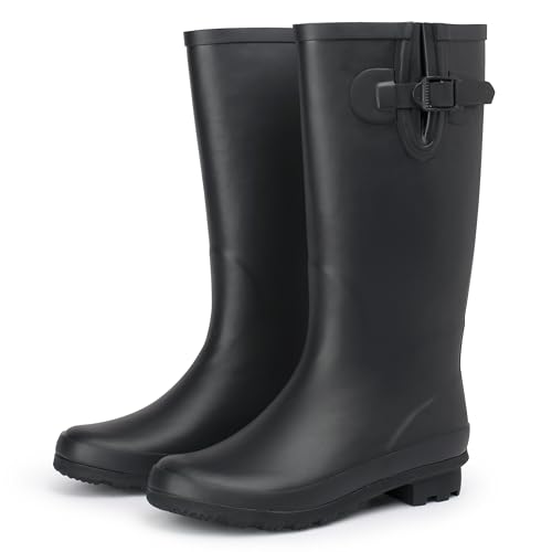 Alpine Swiss Reya Womens Waterproof Mid Calf Rain Boots | Tall Rubber Garden Boots | Anti-Slip Outdoor Work Mud Boot | Wellington Boots Rain Shoes