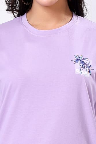 Image of TQH Women's Casual Printed Round Neck, Oversized Longline Drop Shoulder Boho Style T-Shirt