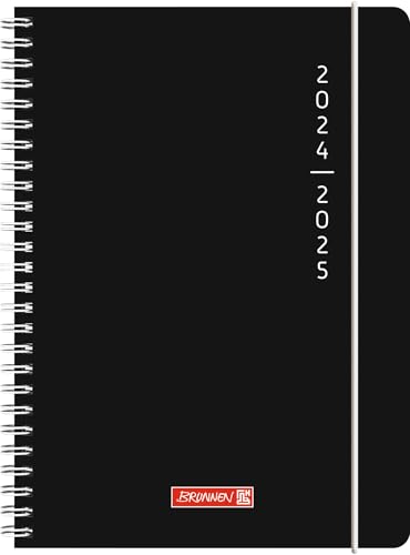 BRUNNEN Schülerkalender (2024/2025) „Plain Black“, 2 Seiten = 1 Woche, A5, 208 Seiten, schwarz