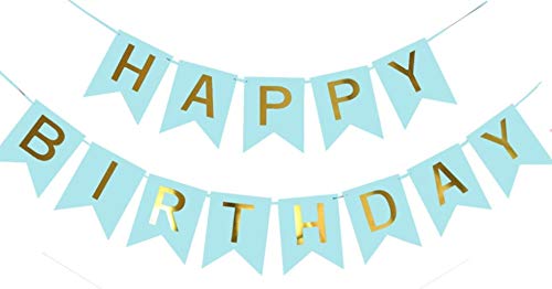 MacnifiCent Blue Happy Birthday Banner, Happy Birthday Party Decoration for Men Women, Boys, Girls