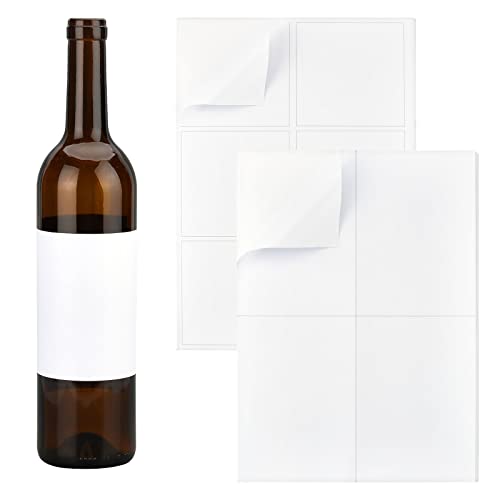 PandaHall 100pcs Étiquette de vin Vierge 2 Tailles Autocollant d'étiquette Blanche Mate Étiquettes adhésives pour Bouteilles de vin Autocollants imprimables à Jet d'encrepour Le vin, 20 Feuilles