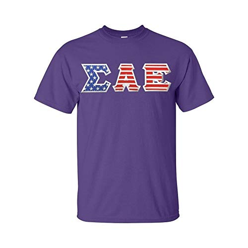 Sigma Alpha Epsilon SAE Greek Letter American Flag Tee