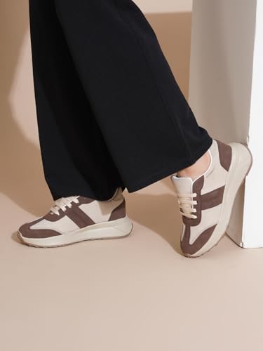 Image of TRYME Women Walking Sneakers Lace-Up Comfortable Shoes Cushioned Insole Casual Stylish Footwear for Girls