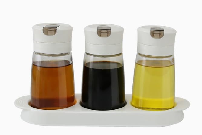 GOEDCH Juego de 3 espolvoreadores de azúcar de vidrio de borosilicato de 420 ml, mecanismo de vertido automático, para café, té y horneado por la mañana, diseño moderno y sin bisfenol A (BPA), cristal