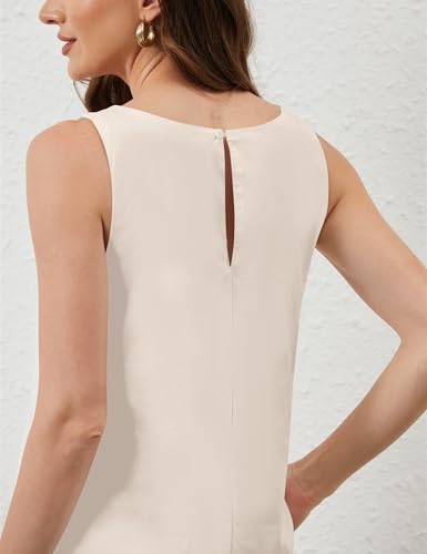 Image of OLAPTA Women Sleeveless Summer Tie Up Loose Fit Scoop Neck Mini Tank Dress with Pockets