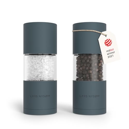 Image of LARS NYSOM Salt and Pepper Grinder Set, Manual Salt and Pepper Mills with Adjustable Ceramic Grinder, Design Spice Shaker Set (Stone Blue)
