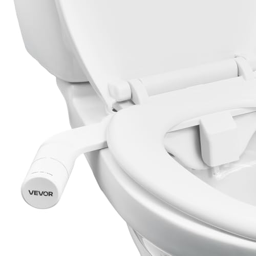 VEVOR Pulvérisateur Bidet Non Électrique, Accessoire pour Bidet Toilette avec Pression d'Eau Réglable, Doubles Buses Rétractables, Eau Froide, Entrée en Acier Inoxydable, pour Lavage Féminin, Blanc