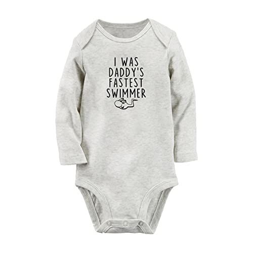 Image of I was Daddy's Fastest Swimmer Funny Rompers Newborn Baby Bodysuits Infant Jumpsuits Outfits Long Sleeves Clothes