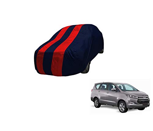 Image of Auto Hub Car Cover Compatible with Innova Crysta with Mirror Pocket,Triple Stitched, Weather Proof, Innova Crysta Car Cover- Navy-Red