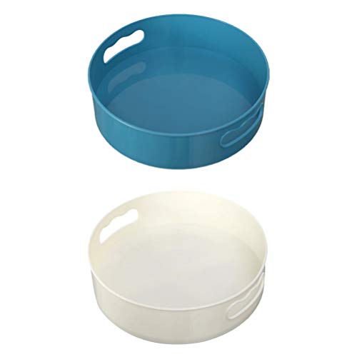 Hemoton 2Pcs Lazy Susan Turntable Kitchen Storage Shelf Plastic Rotary Storage Box Seasoning Bottle Spice Rack Kitchen Bathroom Organizer