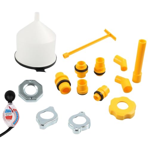 Embudo de refrigerante – Kit de ventilación del radiador | Juego de embudo de 16 piezas a prueba de fugas con adaptadores para enjuagar y rellenar refrigerantes de coche, comprobador de de