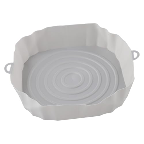 Olla de silicona resistente al calor con asa, cesta de repuesto para horno, diseño flexible para adaptarse a cestas redondas (gris)