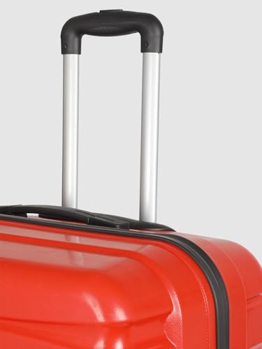 Image of Teakwood Unisex Trolley Bag for Travel, Hard Cabin Trolley Suitcase Bag, Numver Lock System 360 Degree 8 Rotating Wheels | Set of 3 (55, 65, 76 CM, RED)