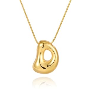 Initial Necklace for Women，Gold Silver Bubble Balloon Letter Necklace，Dainty Personalized Puffy Chunky Name Necklaces，Trending Jewelry Gift