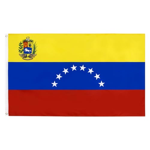 Bandera Venezuela - 150x90 cm - Bandera Venezuelana 100% Poliéster ligero Con Ojales de Metal integrados - Exterior, Día de la Declaración de la Independencia (150 * 90CM)