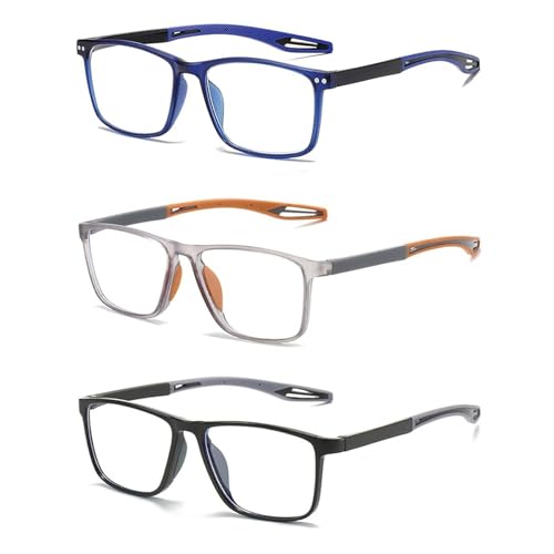 Hubeye 3 Pares Gafas de lectura deportiva para mujeres y hombres ultraligeras anteojos de lectura gafas anti luz azul 1.50