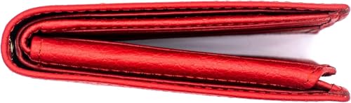 J T C JUZAR TAPAL COLLECTION Genuine Leather RFID Blocking Bifold Wallet for Men, Stylish Bifold, Flip-up Window ID Eyelet Hole for Biker Chain (J521BF, Red)4