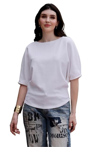 Image of Zilcon Womens Half Ballon Sleeve t-Shirt Tops Boat Neck Loose Fit Casual Workout T-Shirts