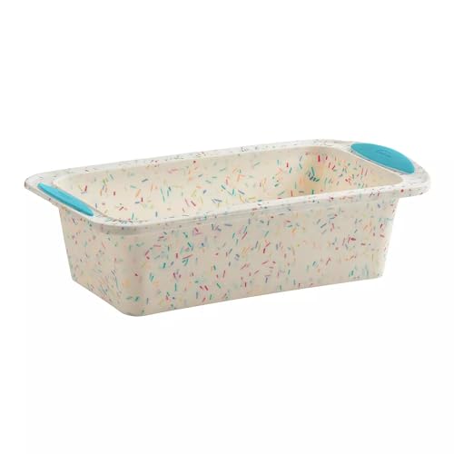 Trudeau Structure Silicone Loaf Pan with Steel Rim, 8.5 x 4.5, Nonstick Bakeware, White Confetti...