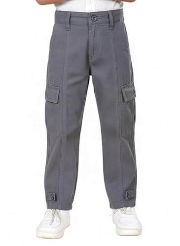 Image of Boys Cotton Full Length Front Cut Sew Cargo Pant with Bottom Tab