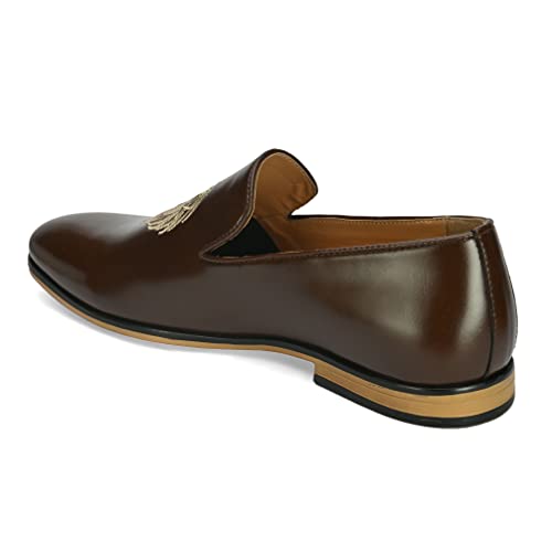 Image of San Frissco Men's Mid-Top Styling Loafer Lightweight Woven Moccasins Formal, Casual Driving Shoes for Men /Synthetic Leather /Cushioned Footbed Designed for All Seasons - Brown