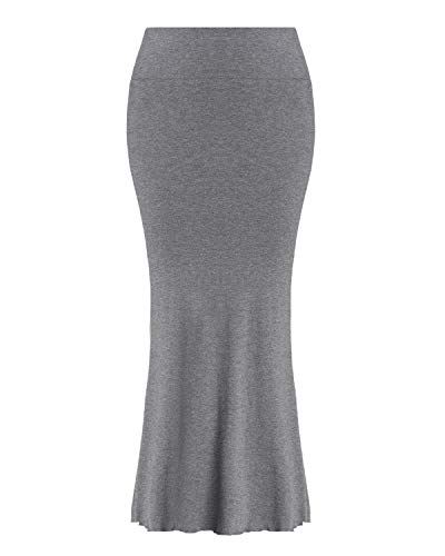 4How Damen Maxirock Röcke Frühjahr Herbst Figurbetont Eng Rock Grau XL Gr. 40 42 Cover