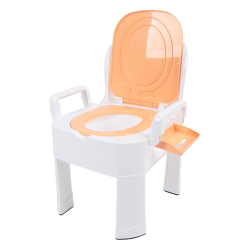 Bedside Commode Chair, Non Slip Portable Toilet Commode, Mobile Toilet Seat Portable Shower Chair for Elderly and Pregnant Women, for Travel Boat Trailer Truck (Gold)