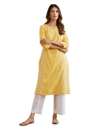 Kurta avec col en V brodé et finitions artisanales haut de gamme