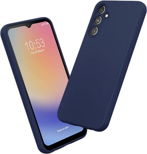 Image of DIZORO Microfiber Candy Case Compatible for Samsung A14 5G Smooth Touch Cushion Liquid Soft Silicone Gel Rubber Phone Cases Non-Slip Full Body Protective Shockproof Back Cover (Navy Blue)