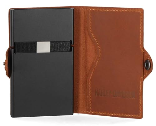 Harley-Davidson Men's Embossed Bar & Shield Pop-Up Card Holder Wallet - Brown4