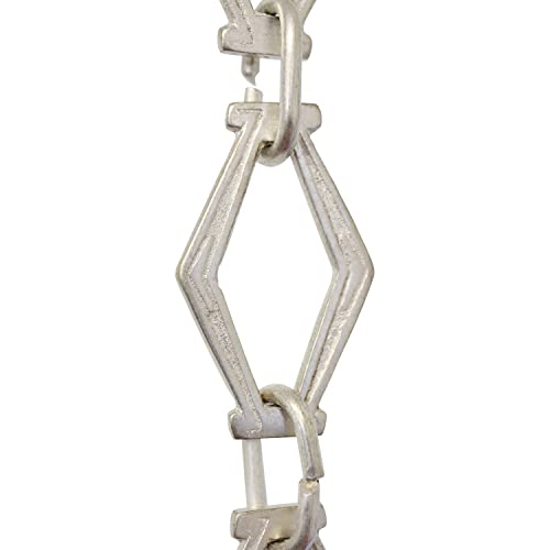 Image of RCH Hardware CH-22-MS-3 Brass Chandelier Chain for Lighting and Hanging Fixtures - Hexagonal Chevron Design Unwelded Links (3 ft /1 Yard, Matte Silver)