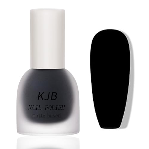 Esmalte de uñas negro mate, secado rápido y duradero, no tóxico, a base de agua, esmalte de uñas negro mate para decoración de uñas, manicura en casa (negro, 12 g)