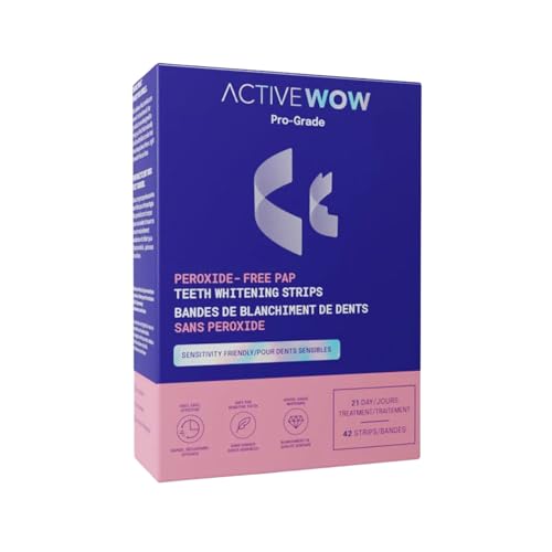 Active Wow 24k White Teeth Whitening Strips - Sensitive Teeth Whitening - 21-Day Kit, 42 Whitener Strips