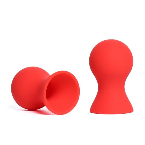 Kutocesy Suceurs Pour Mamelon En Silicone Pour Femmes Mamelons Plats Ou Inversés Aspire Téton Jouet Sexuel Doux BDSM Stimulateur Mammaire (Red)