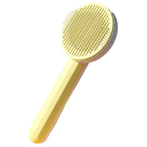 SEOUGEE Cat Comb ,Pet Hair Removal Massaging One-Click Brush, Cat Shedding and Grooming Comb for Long or Short Haired ,Dog Hair Removal Comb To Remove Matted Tangled Fur and Loose Hair (Yellow) Cover