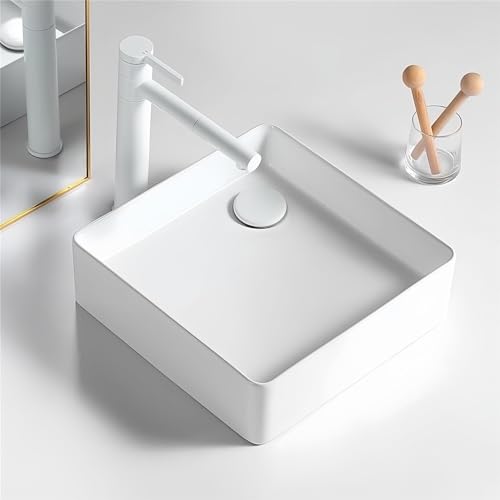 Lavabos de baño para encimeras modernas estilo nórdico circular blanco 4